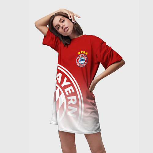 Женская длинная футболка ФК Бавария / 3D-принт – фото 3