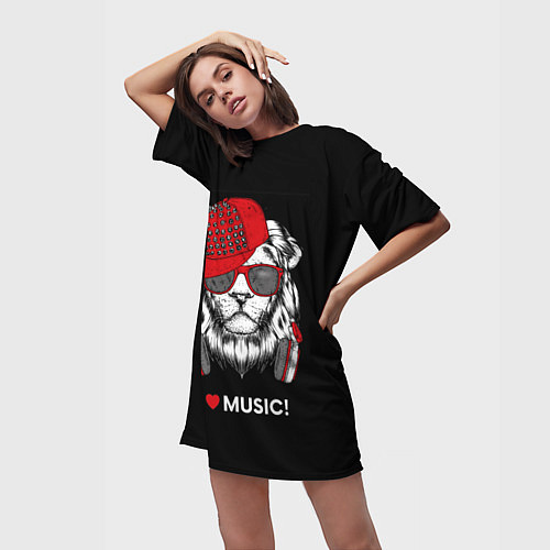 Женская длинная футболка I love music! / 3D-принт – фото 3
