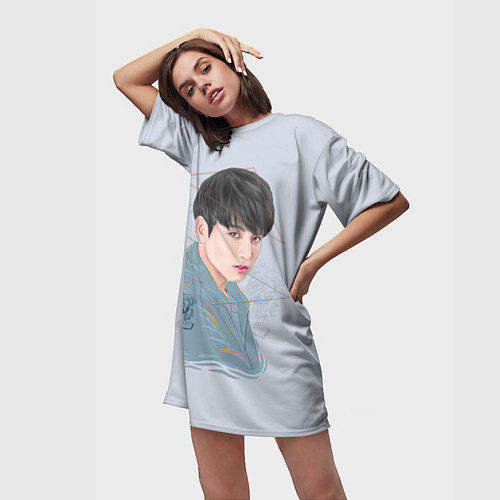 Женская длинная футболка Jeon Jungkook / 3D-принт – фото 3