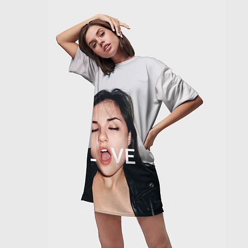 Женская длинная футболка Sasha Grey: LOVE / 3D-принт – фото 3