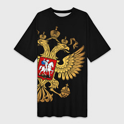 Футболка женская длинная Золотой герб России, цвет: 3D-принт