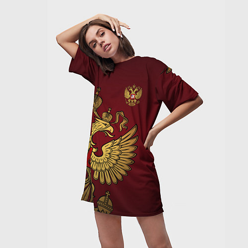 Женская длинная футболка Россия: Щедрая душа / 3D-принт – фото 3