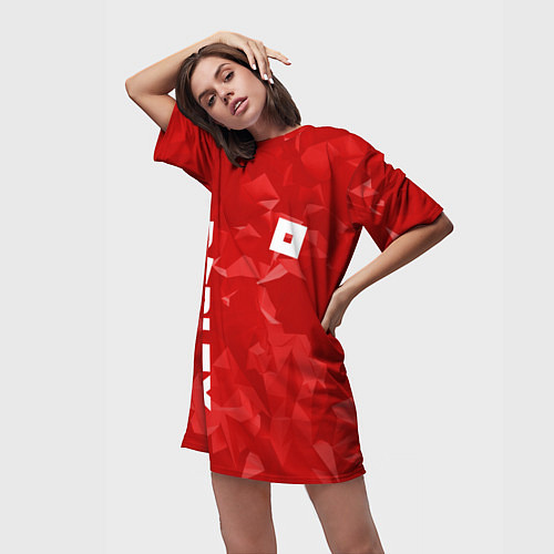 Женская длинная футболка ROBLOX: Red Style / 3D-принт – фото 3