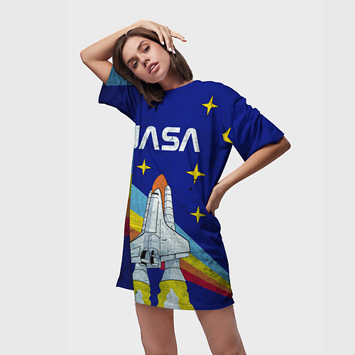 Женская длинная футболка NASA: Magic Space / 3D-принт – фото 3