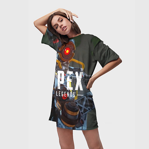 Женская длинная футболка Apex Legends: Robot / 3D-принт – фото 3