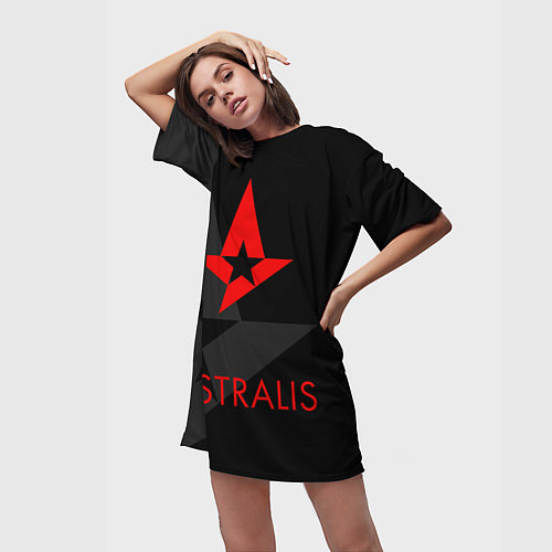 Женская длинная футболка Astralis: Black Style / 3D-принт – фото 3