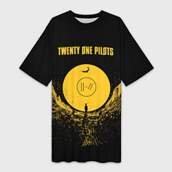 Футболка женская длинная Twenty One Pilots: Yellow Moon, цвет: 3D-принт