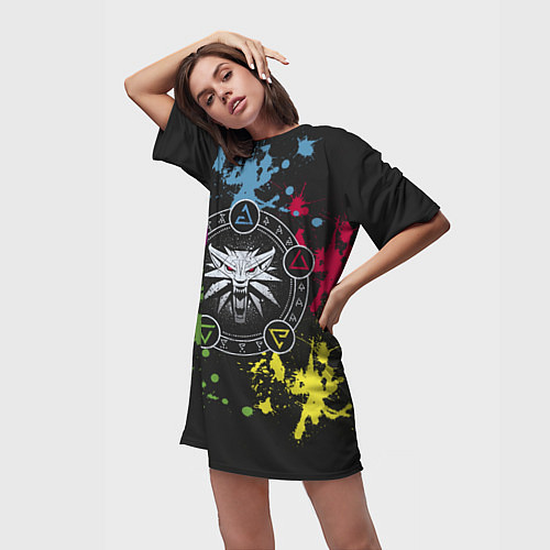 Женская длинная футболка Ведьмак: Сила стихий / 3D-принт – фото 3
