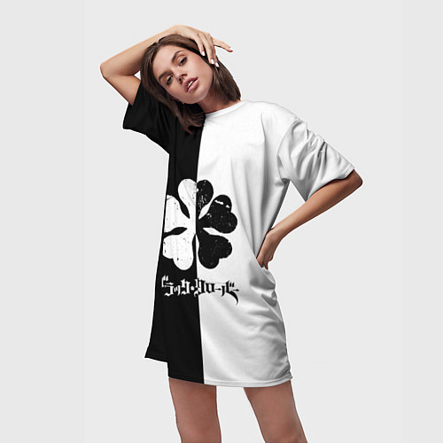 Женская длинная футболка Чёрный клевер / 3D-принт – фото 3