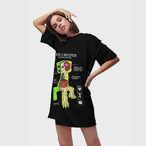 Женская длинная футболка The Creeper / 3D-принт – фото 3