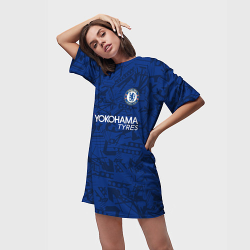 Женская длинная футболка Chelsea home 19-20 / 3D-принт – фото 3
