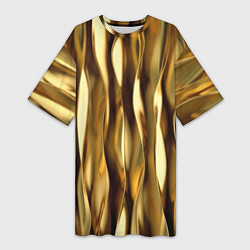 Женская длинная футболка Золотые вертикальные волны