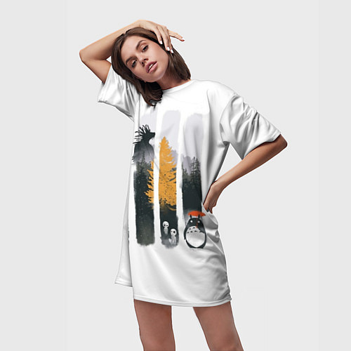 Женская длинная футболка Хранители Леса / 3D-принт – фото 3