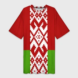 Футболка женская длинная Беларусь флаг, цвет: 3D-принт