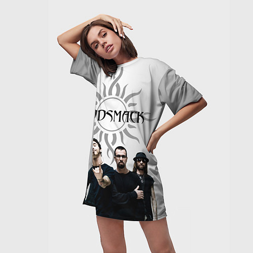 Женская длинная футболка Godsmack / 3D-принт – фото 3
