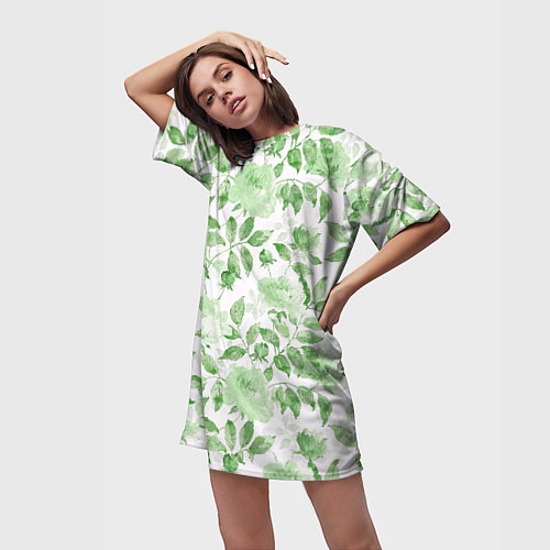 Женская длинная футболка Пышная растительность / 3D-принт – фото 3