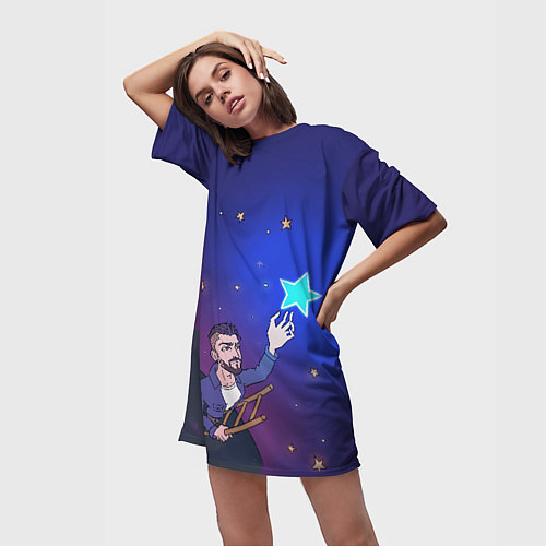 Женская длинная футболка JONY Звезда / 3D-принт – фото 3