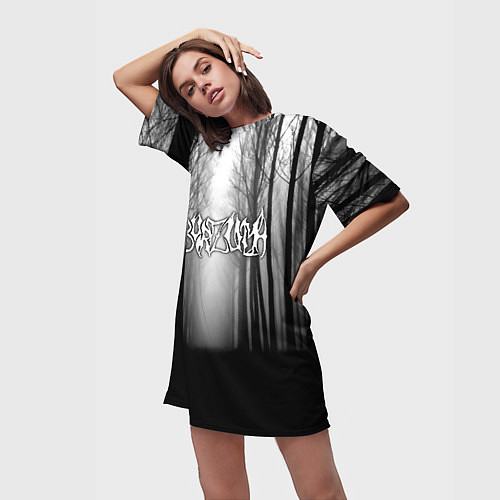 Женская длинная футболка Темный лес Burzum / 3D-принт – фото 3