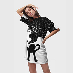 Футболка женская длинная Ъуъ съука - космос, цвет: 3D-принт — фото 2