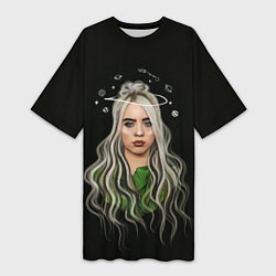 Футболка женская длинная BILLIE EILISH, цвет: 3D-принт