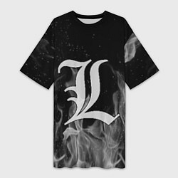 Футболка женская длинная L letter flame gray, цвет: 3D-принт