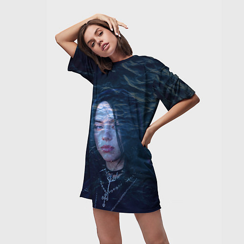 Женская длинная футболка Billie Eilish: Ocean Eyes / 3D-принт – фото 3