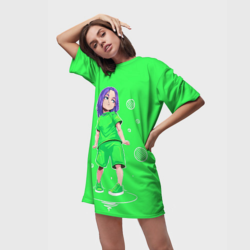 Женская длинная футболка Billie Eilish: Acid Girl / 3D-принт – фото 3