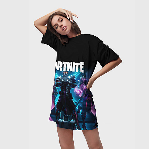 Женская длинная футболка FORTNITE 10 СЕЗОН / 3D-принт – фото 3