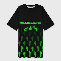 Футболка женская длинная Billie Eilish: Green & Black Autograph, цвет: 3D-принт