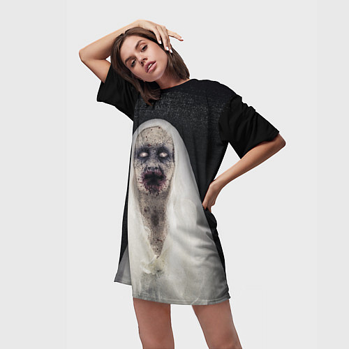Женская длинная футболка Страшный призрак / 3D-принт – фото 3