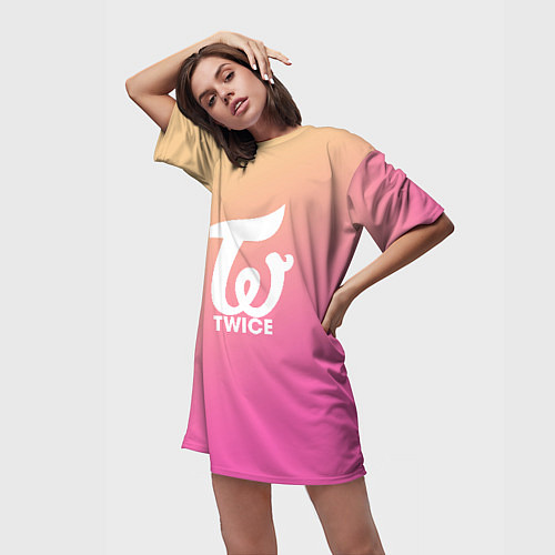Женская длинная футболка TWICE / 3D-принт – фото 3