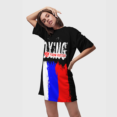 Женская длинная футболка Boxing from Russia / 3D-принт – фото 3