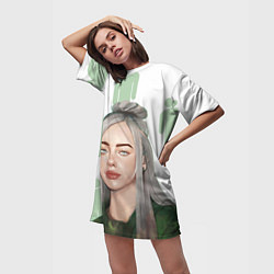 Футболка женская длинная Billie Eilish, цвет: 3D-принт — фото 2