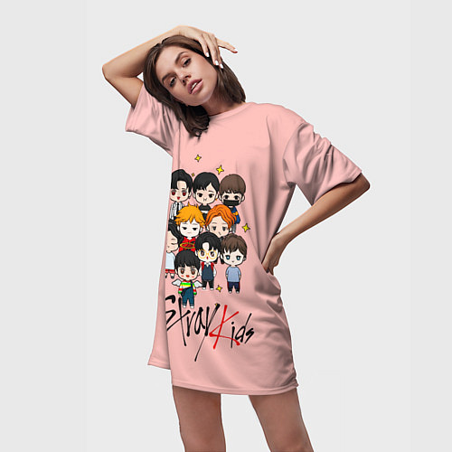 Женская длинная футболка Stray Kids / 3D-принт – фото 3