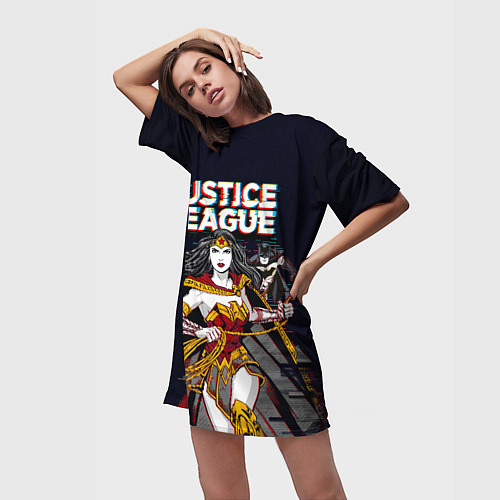 Женская длинная футболка Justice League / 3D-принт – фото 3