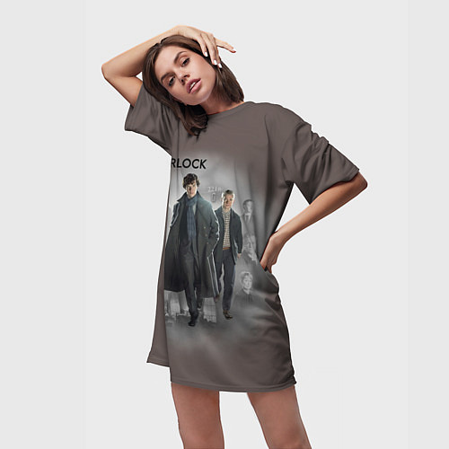 Женская длинная футболка Sherlock / 3D-принт – фото 3