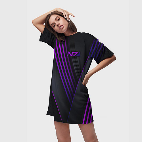 Женская длинная футболка Mass Effect N7 / 3D-принт – фото 3