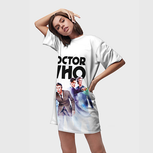 Женская длинная футболка Доктор Кто / 3D-принт – фото 3