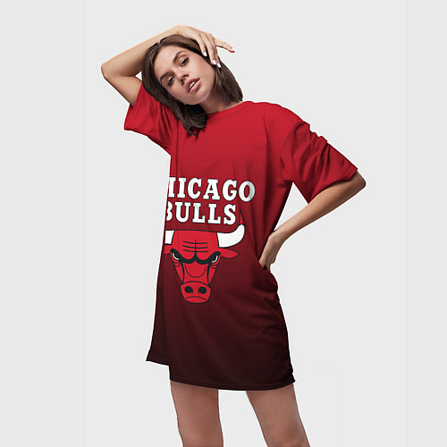 Женская длинная футболка CHICAGO BULLS / 3D-принт – фото 3