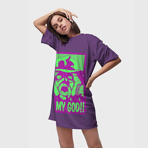 Женская длинная футболка Oh my good!! / 3D-принт – фото 3