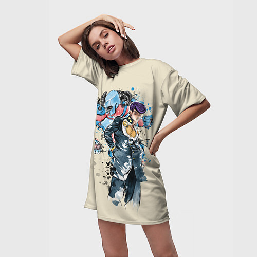 Женская длинная футболка Приключения ДжоДжо / 3D-принт – фото 3