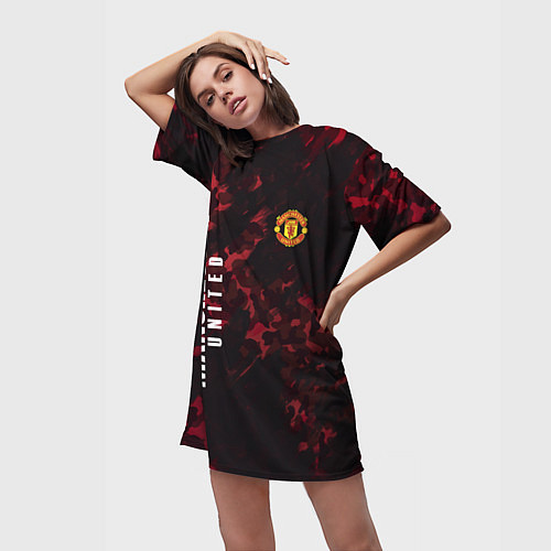 Женская длинная футболка Manchester United / 3D-принт – фото 3