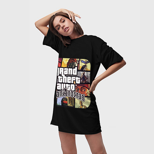 Женская длинная футболка GTA SA / 3D-принт – фото 3