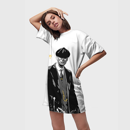 Женская длинная футболка Томас Шелби / 3D-принт – фото 3