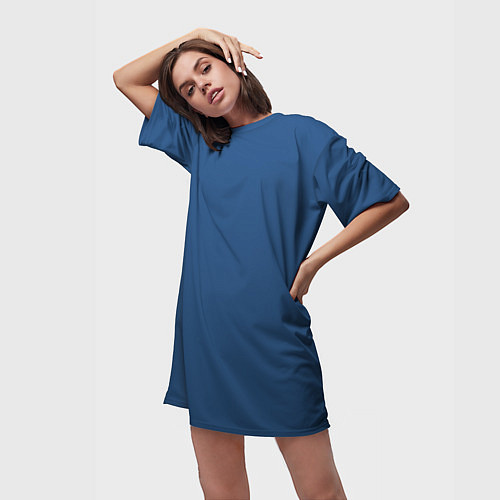 Женская длинная футболка 19-4052 Classic Blue / 3D-принт – фото 3