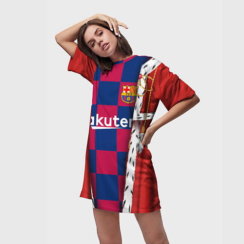 Женская длинная футболка King Barcelona / 3D-принт – фото 3