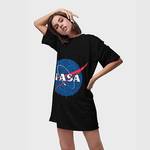 Женская длинная футболка NASA Краски / 3D-принт – фото 3