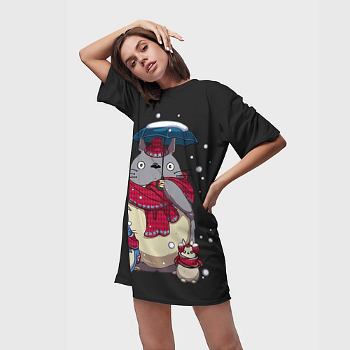 Женская длинная футболка My Neighbor Totoro / 3D-принт – фото 3
