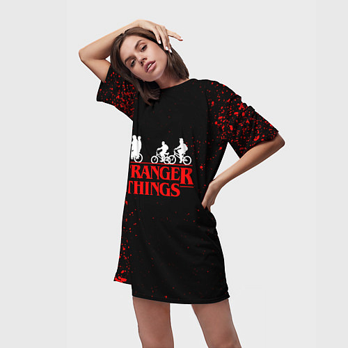 Женская длинная футболка STRANGER THINGS / 3D-принт – фото 3
