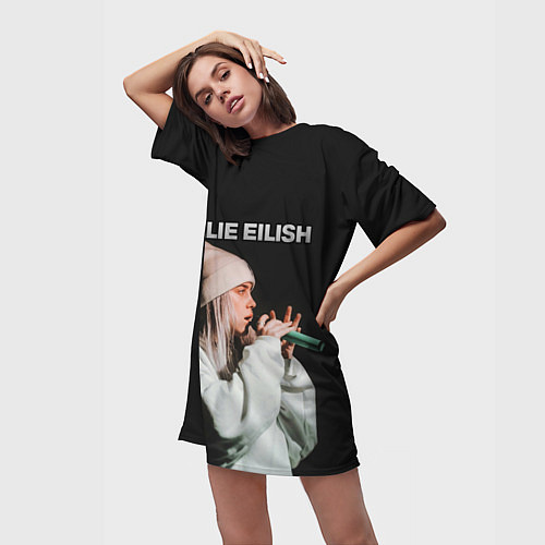 Женская длинная футболка BILLIE EILISH / 3D-принт – фото 3